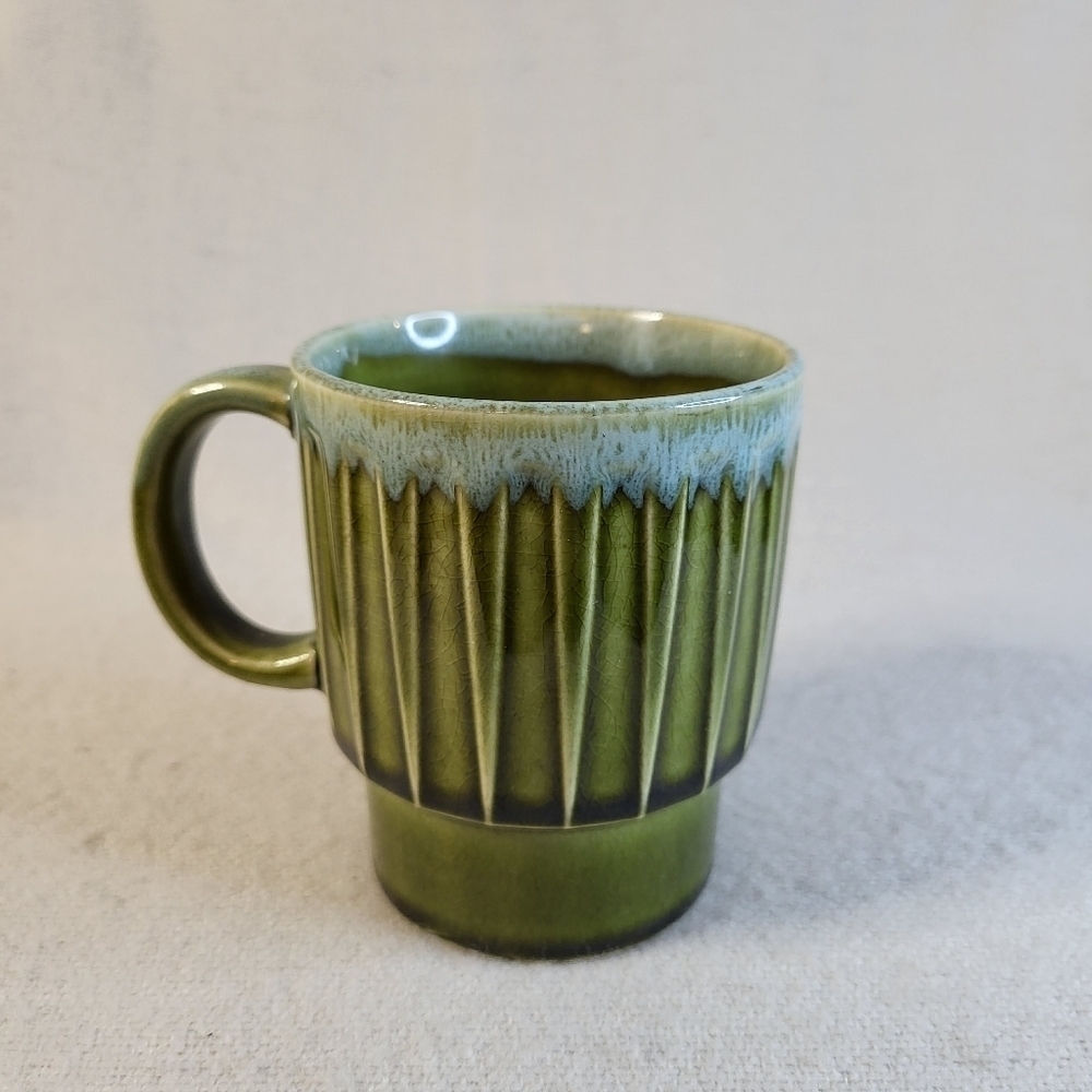 MID Century Modern Stamped Ceramic Mug Drip Glaze **Vintage**